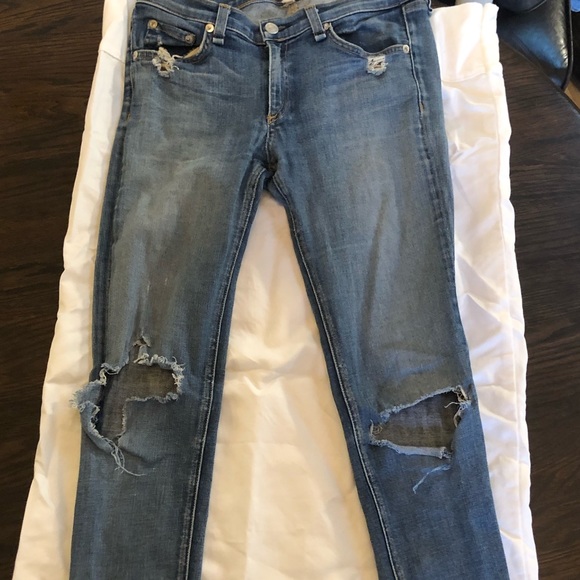 Rag & bone distressed skinny jeans dark blue wash size 28 - Picture 3 of 3
